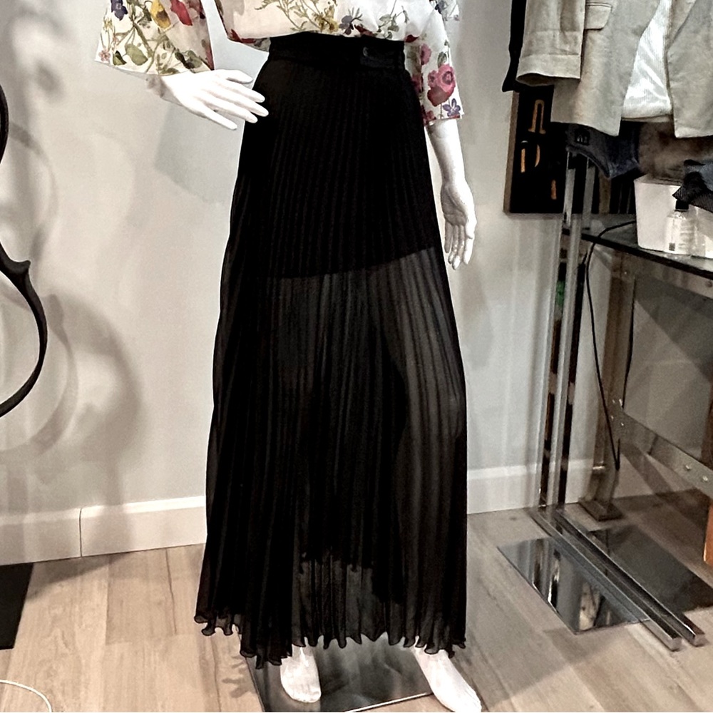 Guess Semi Sheer Plisse Maxi Skirt